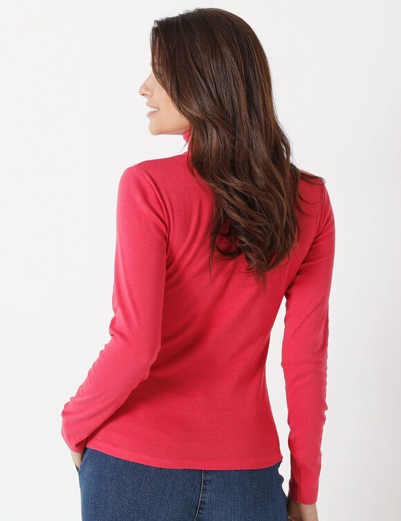 T-shirt col montant uni coton biologique(**) (framboise) T-shirt col montant uni coton biologique(**) (framboise)